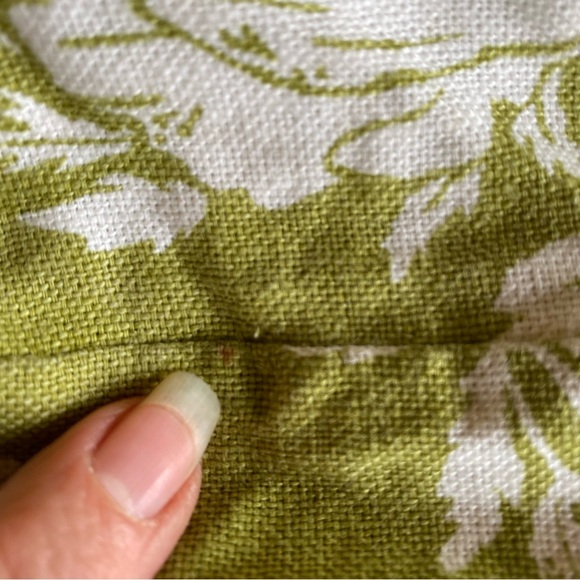 Green and orange floral canvas purse with circular bamboo handle, reversible! - Picture 14 of 14